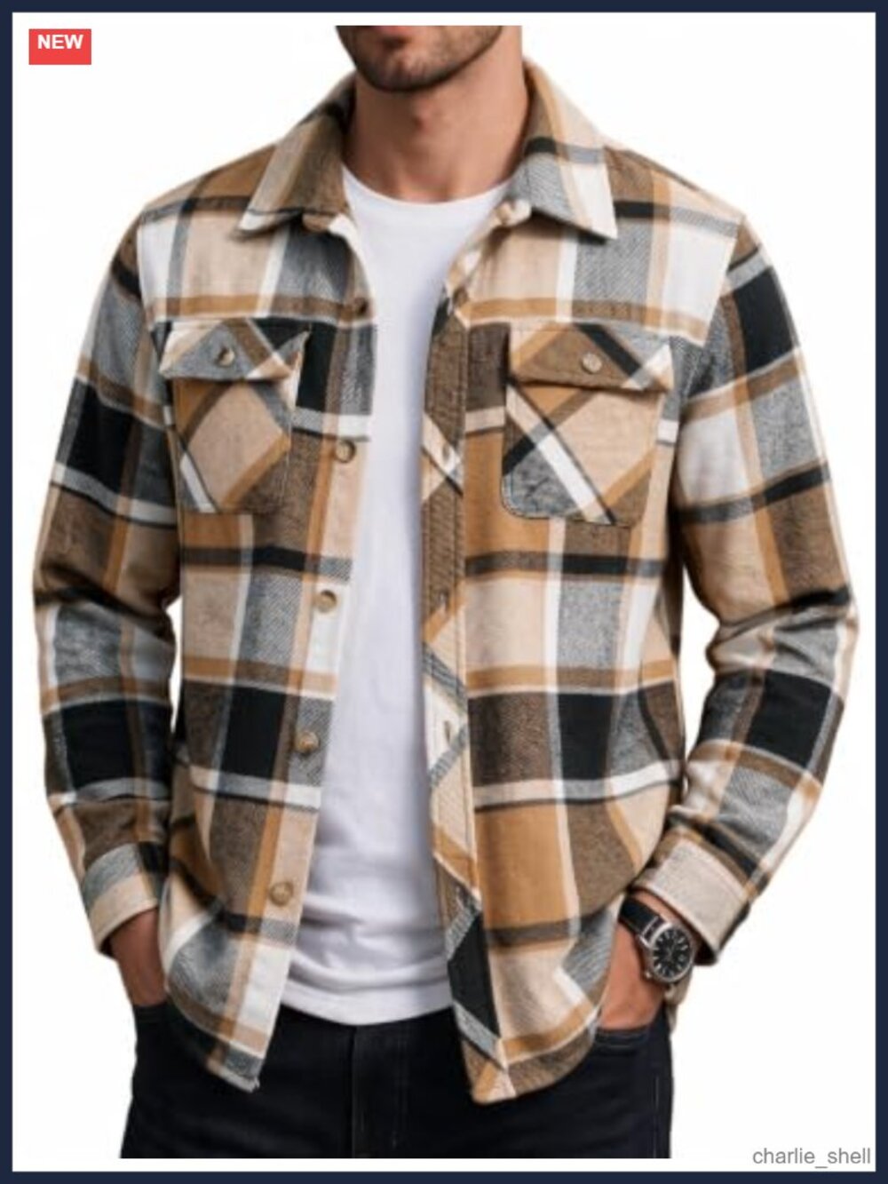 Mens Cotton Wool Plaid Flannel Button Down Shirt Casual Jacket